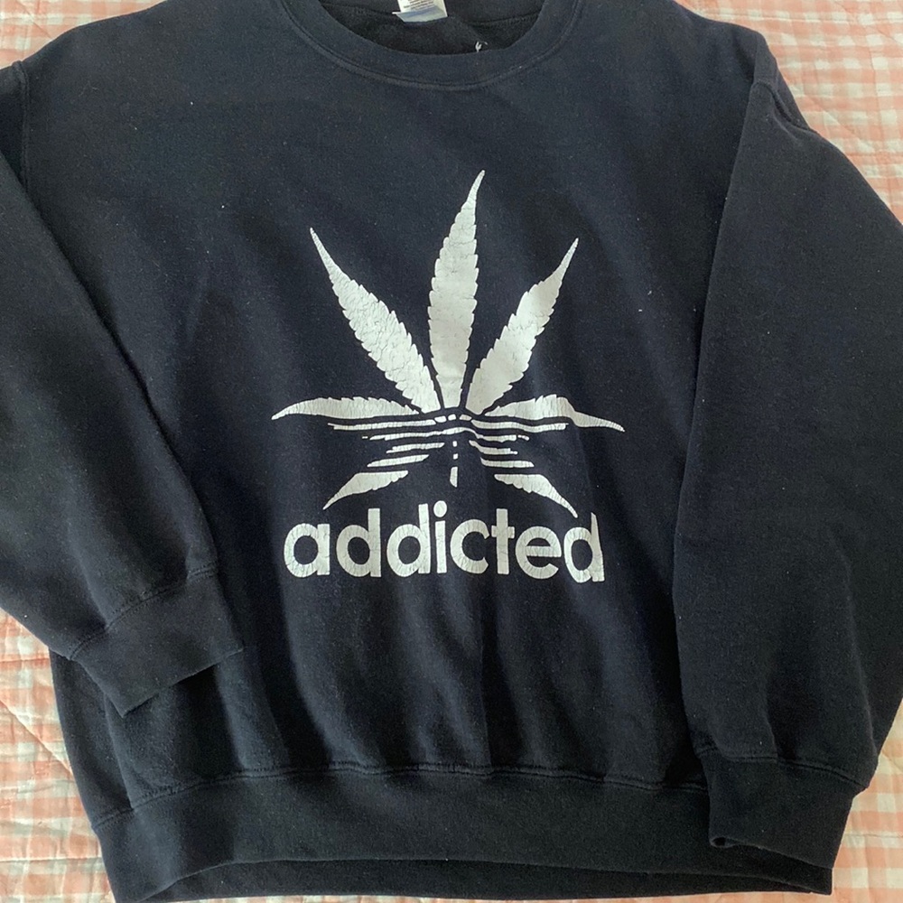 Black Addicted Weed Leaf Sweatshirt